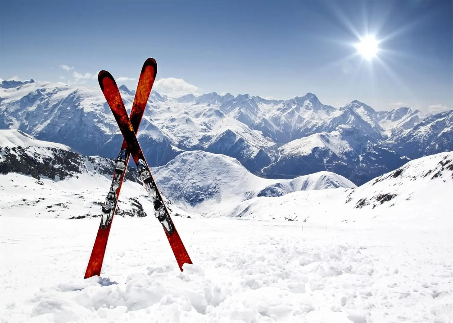 Outdoor Adventure Background - アルプス白雪山頂スノーボードスキースポーツアウトドアアドベンチャースキーパーティー写真背景写真撮影背景スタジオ