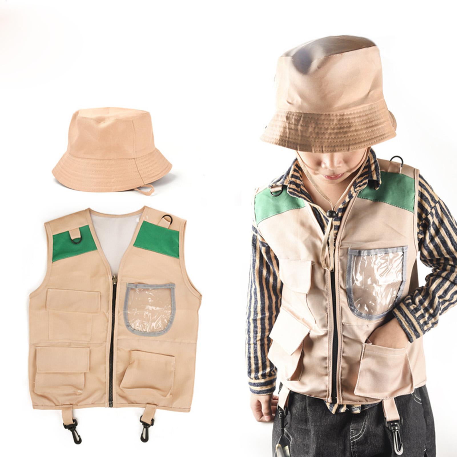 Outdoor Adventure With Kids - キッズエクスプローラーハットとベストコスチュームセット キッズアドベンチャーロールプレイアウトドアキット キッズアドベンチャーベスト衣装 釣り キャンプ ハイキング用