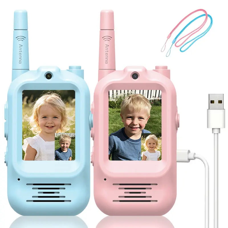 Outdoor Adventure Videos - 2個セット 子供用ビデオトランシーバー 充電式 室内・屋外用おもちゃ 2画面 ワンクリック通話