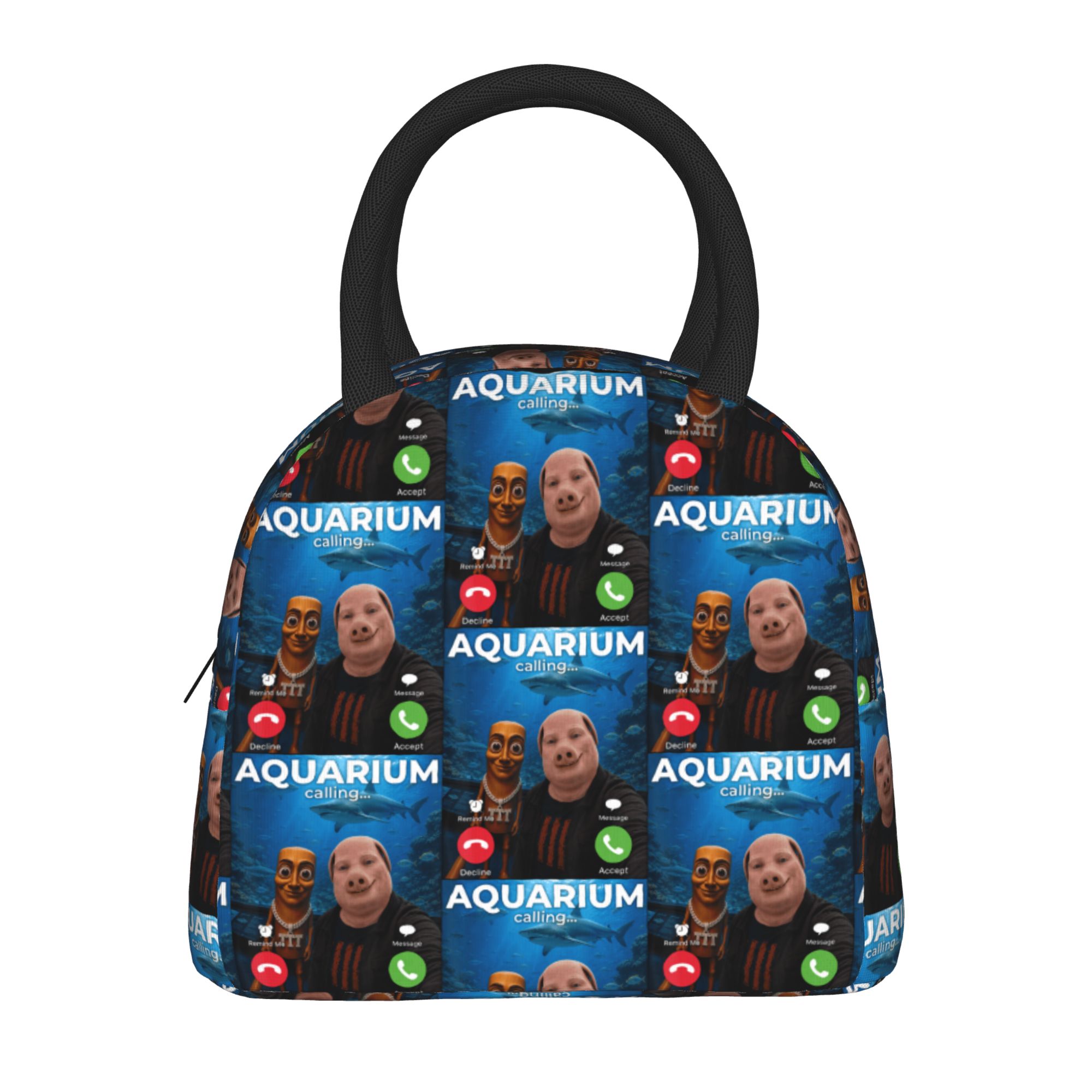 Outdoor Adventure Girl - サメ水族館アドベンチャーとトゥン・サフール・ジョン・ポーク・ブロ・ドゥオ ランチバッグ 女の子向けおしゃれなランチボックス アウトドア用ポータブルクーラーバッグ