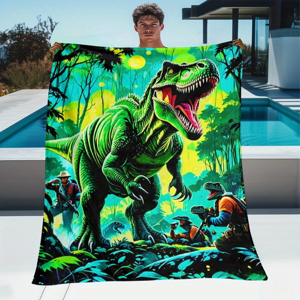 Outdoor Adventure With Kids - 恐竜 T レックス ジャングル アドベンチャー フリースブランケット