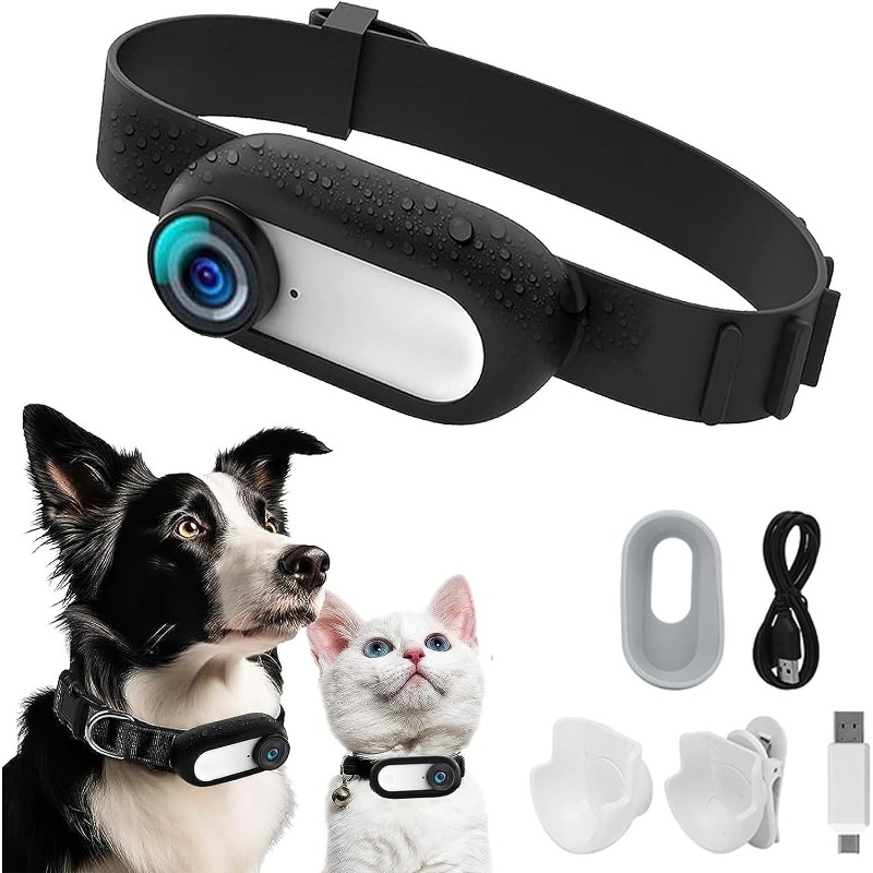 Outdoor Adventure Videos - ペット首輪カメラ - 猫/犬用防水 HD アクションカメラ、ナイトビジョン付きアウトドアアドベンチャーボディカム、1080P ビデオ録画