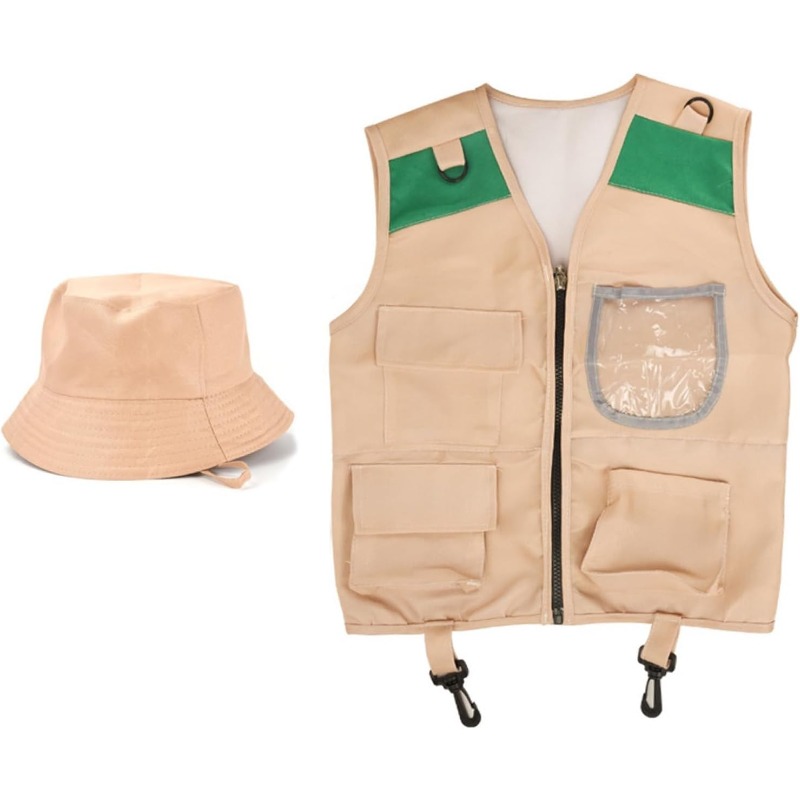 サファリコスチューム、カーゴベストと帽子付き、男の子と女の子 - Outdoor Adventure Girl のレビューと価格