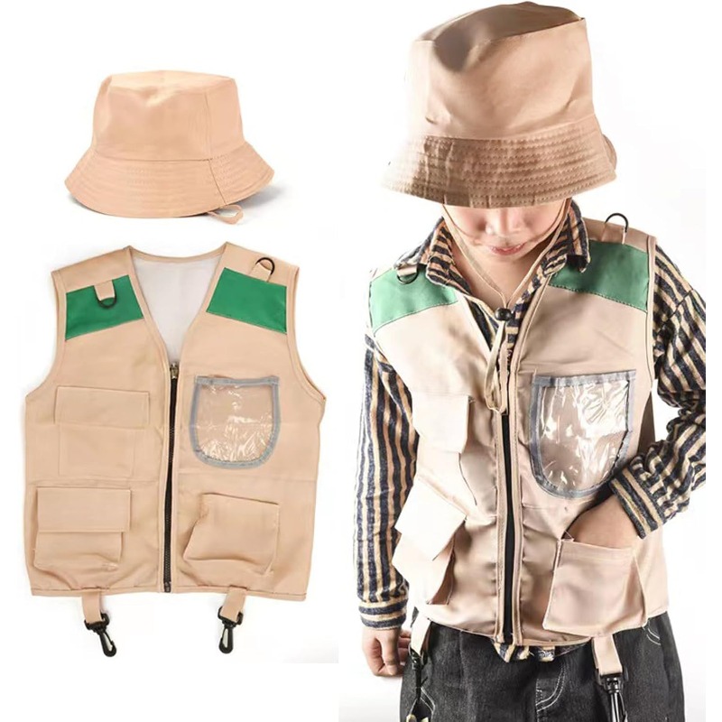 サファリコスチューム、カーゴベストと帽子付き、男の子と女の子 - Outdoor Adventure Girl のレビューと価格