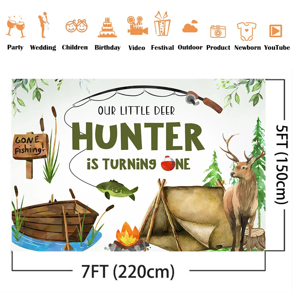 狩猟や釣りのための誕生日の背景,鹿の魚,野外冒険,キャンプ, - Outdoor Adventure Background のレビューと価格